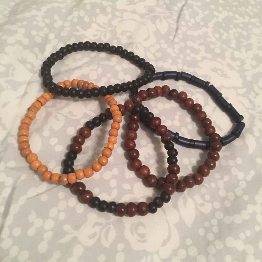 5 wooden bracelets